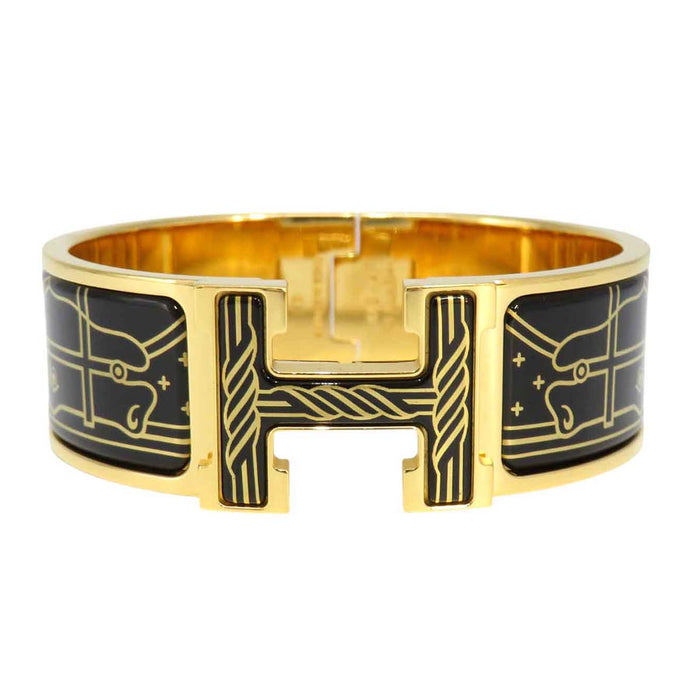 ERMETE 
Bracciale in smalto grande GP in metallo dorato giallo 
Clicca CrackH Cadolijou o Fil Bracciale