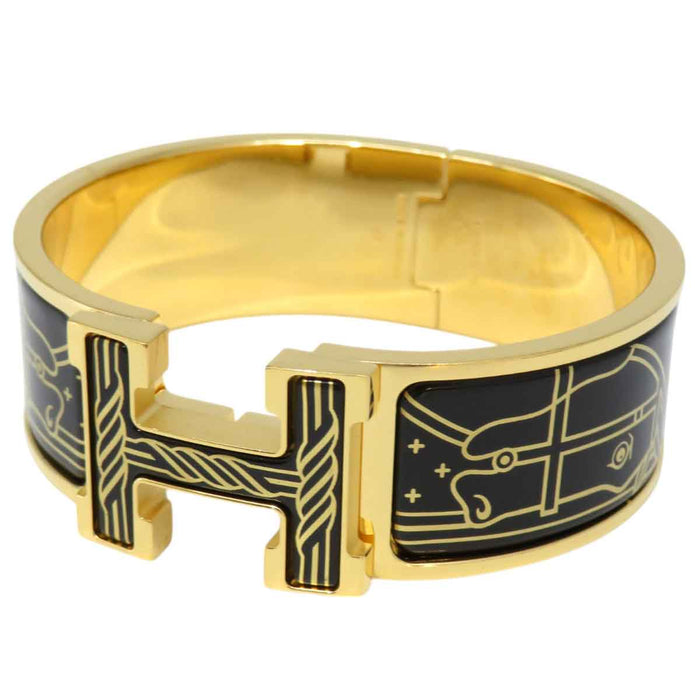 ERMETE 
Bracciale in smalto grande GP in metallo dorato giallo 
Clicca CrackH Cadolijou o Fil Bracciale