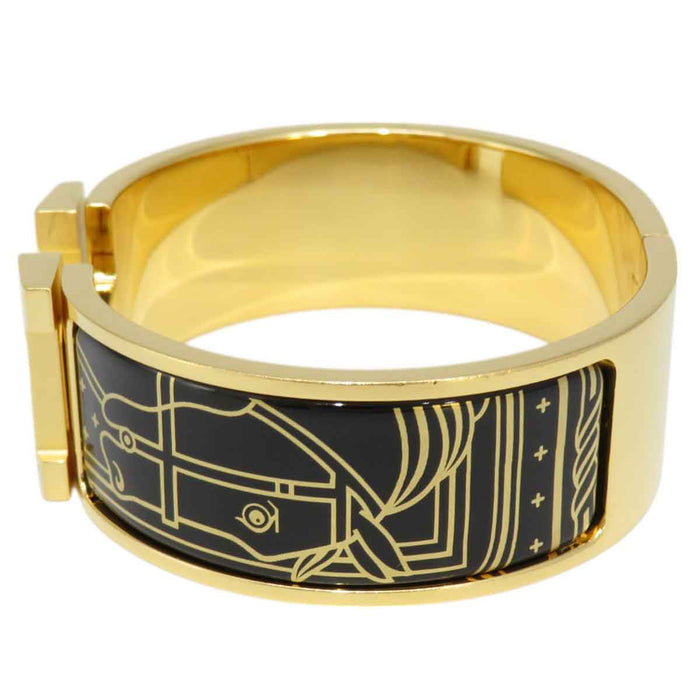 ERMETE 
Bracciale in smalto grande GP in metallo dorato giallo 
Clicca CrackH Cadolijou o Fil Bracciale