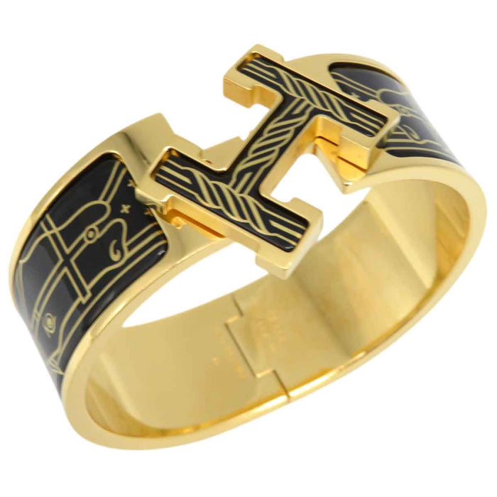 ERMETE 
Bracciale in smalto grande GP in metallo dorato giallo 
Clicca CrackH Cadolijou o Fil Bracciale