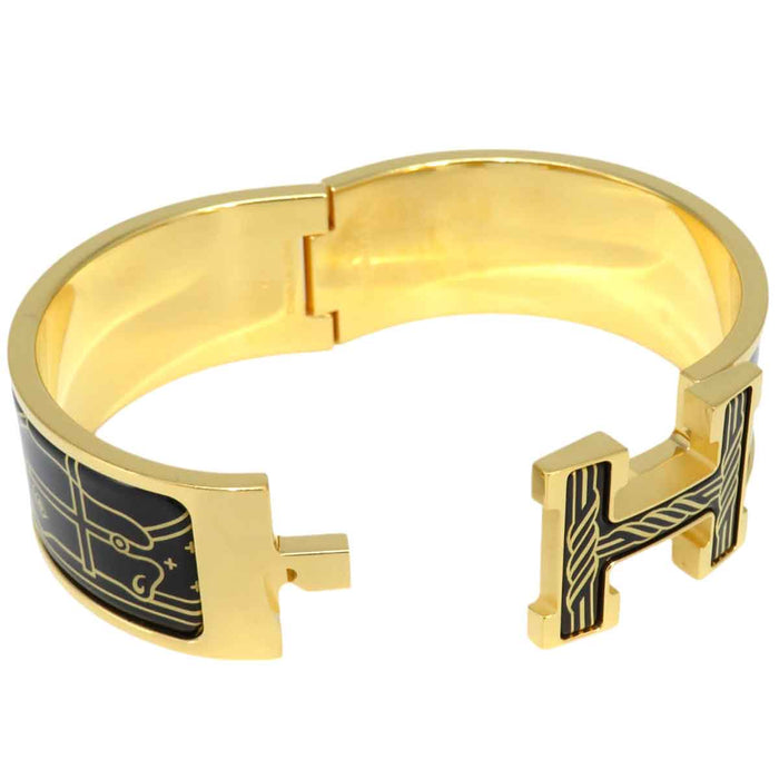 ERMETE 
Bracciale in smalto grande GP in metallo dorato giallo 
Clicca CrackH Cadolijou o Fil Bracciale