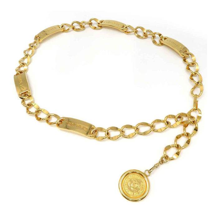 Chanel 
31 RUE CAMBON PARIGI Vintage metallo color oro 
Cintura a catena Coco Mark