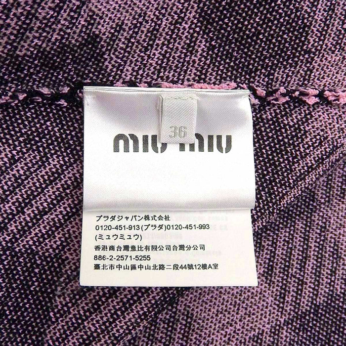 MIUMIU 
Check pattern logo double zip cropped length 
High neck zip-up cardigan