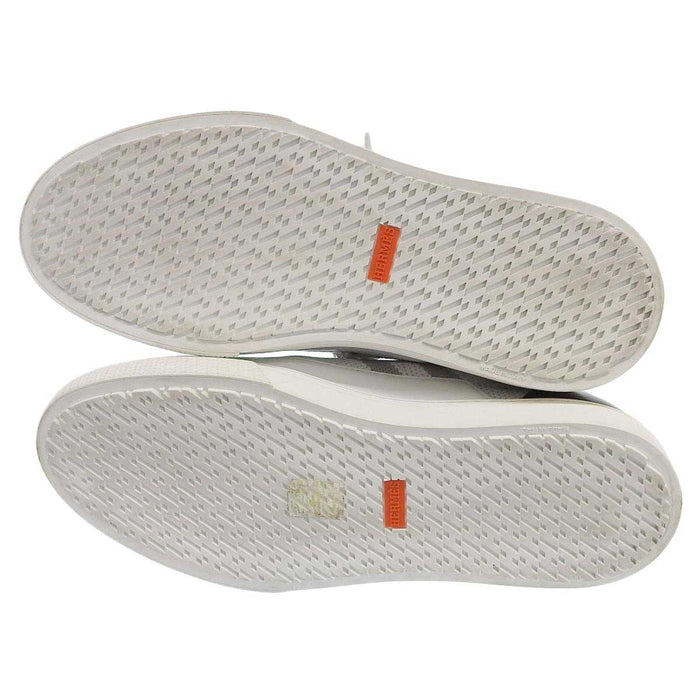 HERMES 
H logo 
Deep Fabric Leather Sneakers