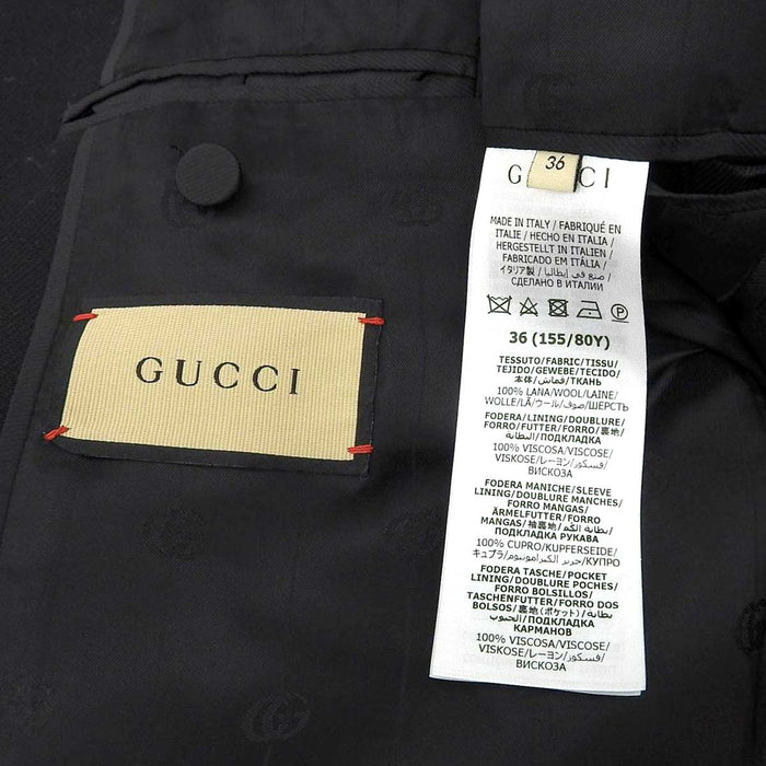 GUCCI 
Belt Web Stripe Label Made in 2023 
Double-breasted wool long coat