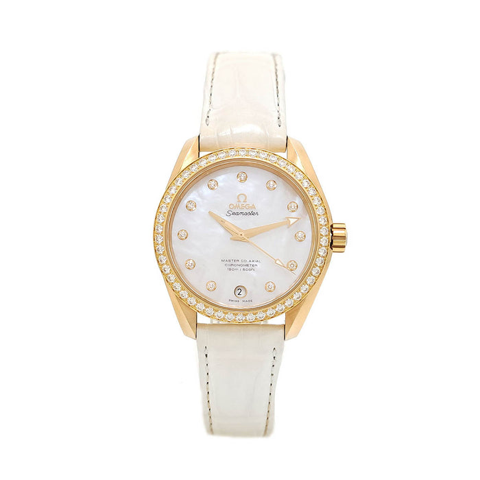 OMÉGA 
Seamaster Aqua Terra lunette en diamant cadran nacre 
Boîte avec garantie