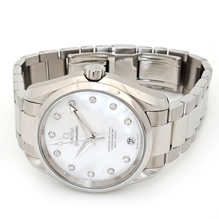 OMEGA Seamaster Aqua Terra Shell Dial Index Diamond Date With Guarantee