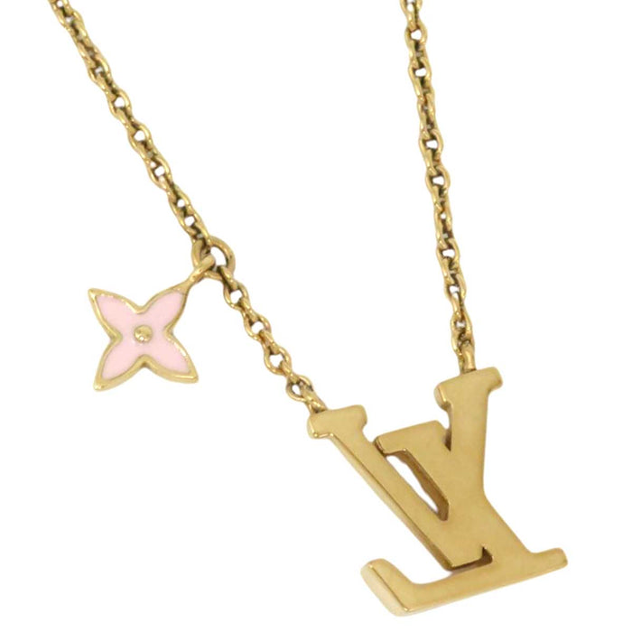 LOUIS VUITTON 
イニシャル モノグラム フラワー ゴールドカラーメタル 
LV アイコニック エナメル ネックレス