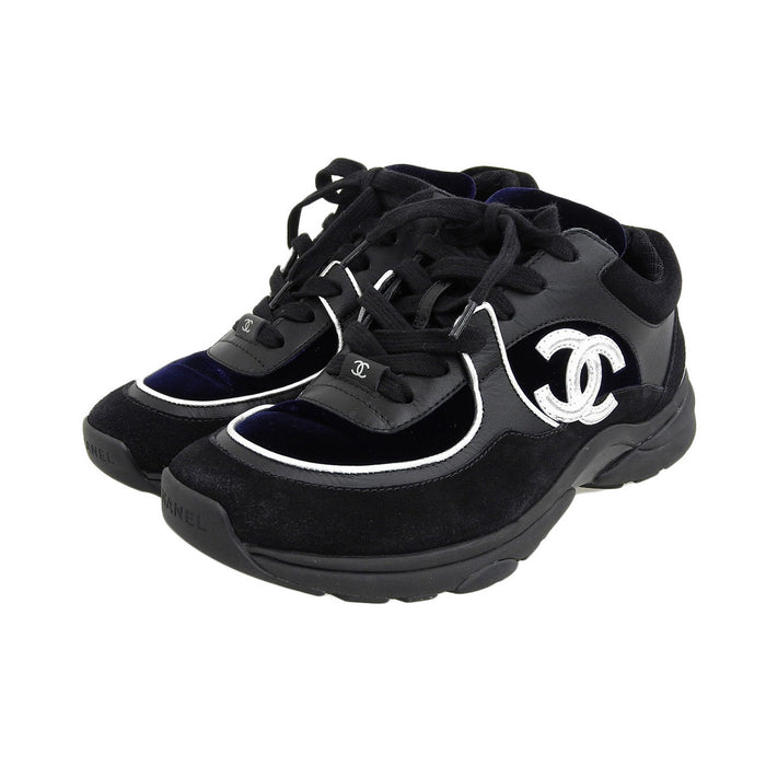 CHANEL 
COCO レザー 
ココマーク ベロア スウェード スニーカー