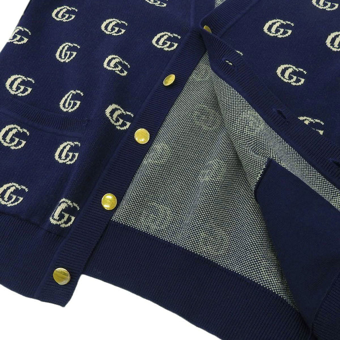 GUCCI 
Double G 
GG Jacquard Cotton Knit Cardigan