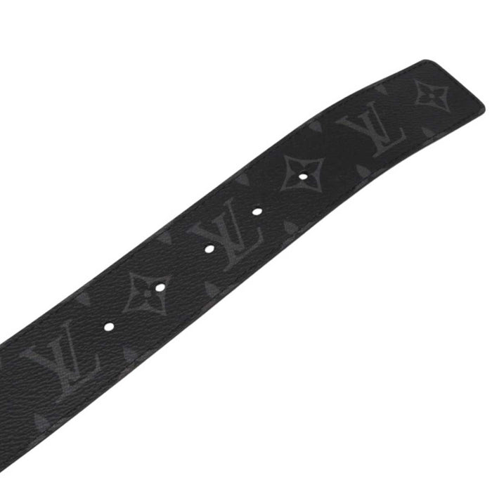LOUIS VUITTON 
Logo in metallo color argento 
Cintura LV Pyramid 40MM 
Monogramma Eclipse