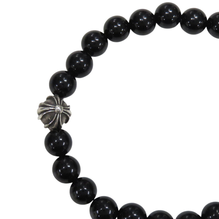 CHROME HEARTS 
8mm BEAD ONYX シルバー クロスボール CH 
8MM ブラック ビーズ ブレスレット