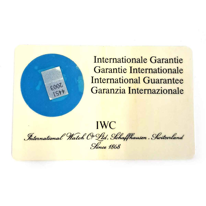 IWC Portofino Date with Warranty Card