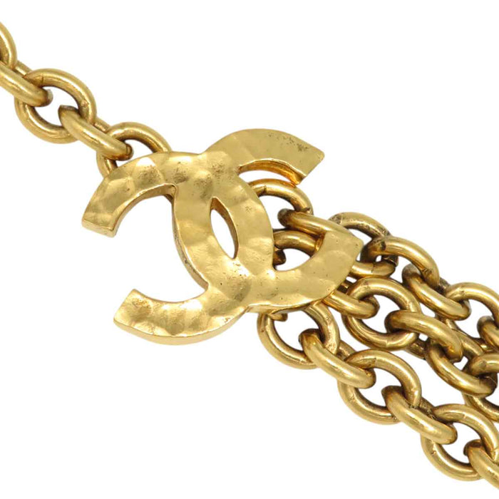 CHANEL 
Hammer Work COCO CC Gold Color Metal 
Coco Mark 3-Link Vintage Chain Belt