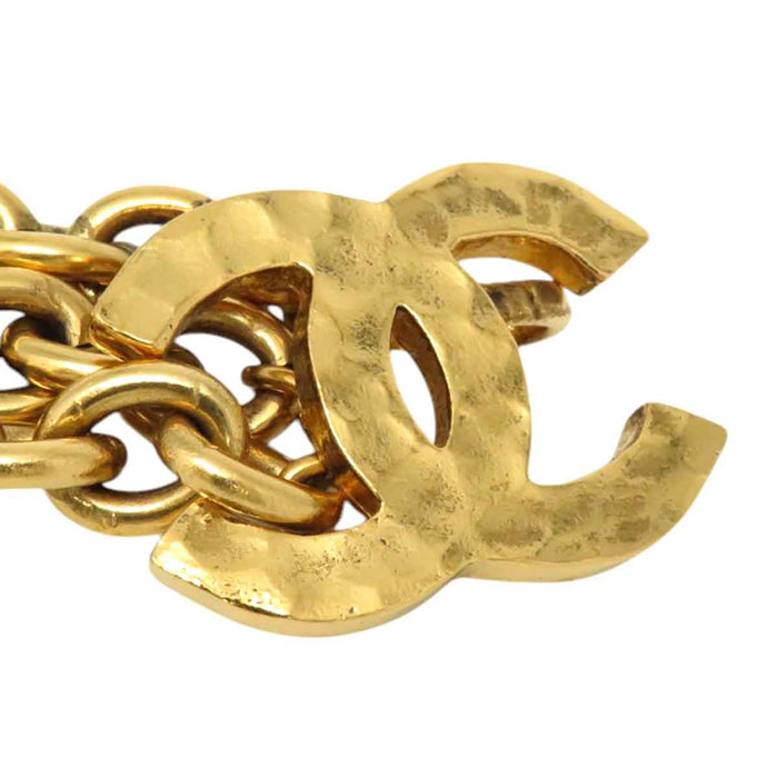 CHANEL 
Hammer Work COCO CC Gold Color Metal 
Coco Mark 3-Link Vintage Chain Belt