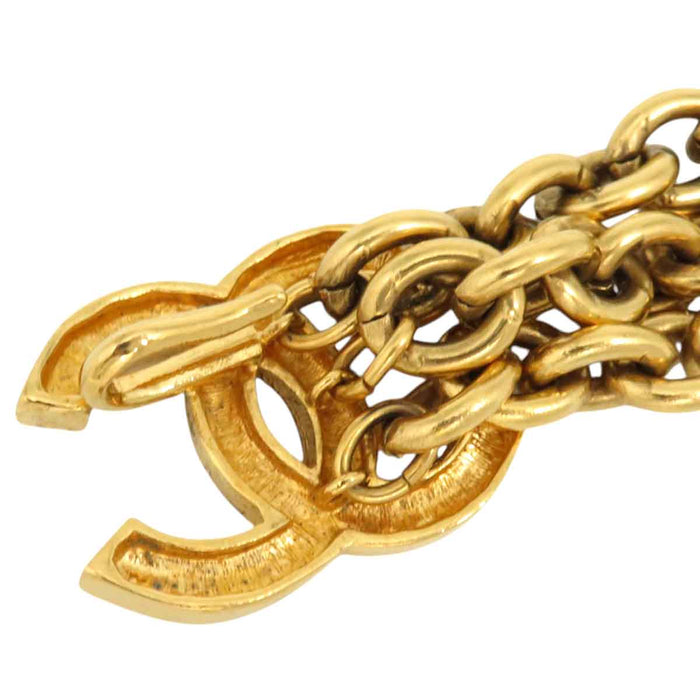 CHANEL 
Hammer Work COCO CC Gold Color Metal 
Coco Mark 3-Link Vintage Chain Belt