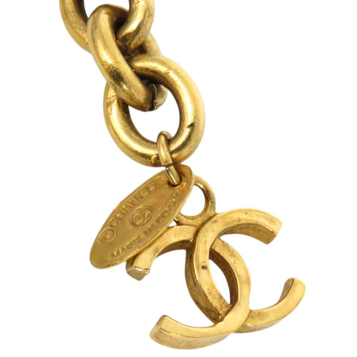 CHANEL 
Hammer Work COCO CC Gold Color Metal 
Coco Mark 3-Link Vintage Chain Belt