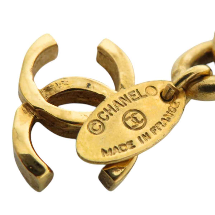 CHANEL 
Hammer Work COCO CC Gold Color Metal 
Coco Mark 3-Link Vintage Chain Belt