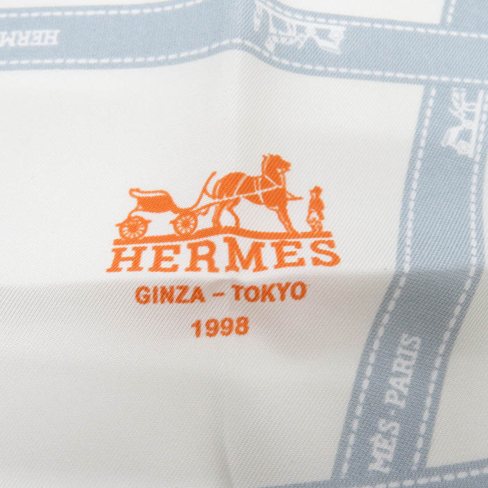 HERMES 
ロゴ H シルク 大判 馬 
カレ 90 Bolduc 銀座限定 ボルデュック リボン スカーフ