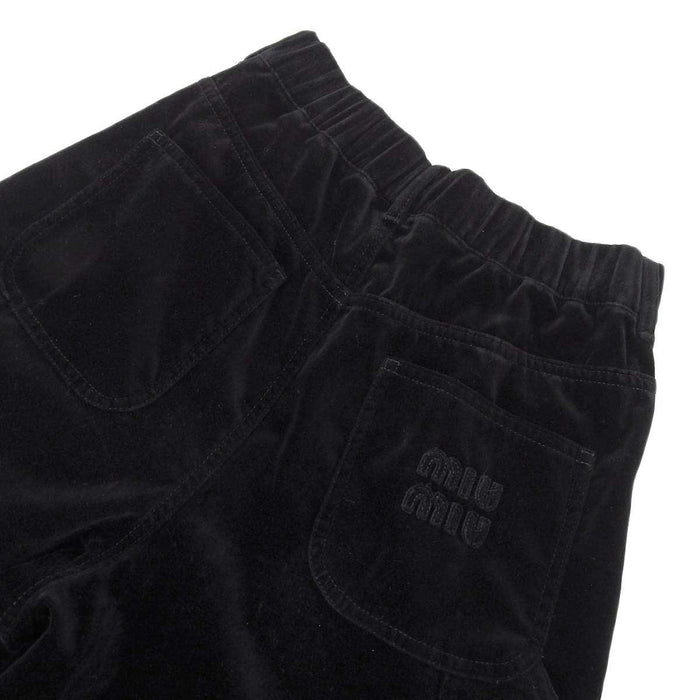 MIUMIU
Logo Embroidery Gold Color Button
Washed Velvet Black Pants