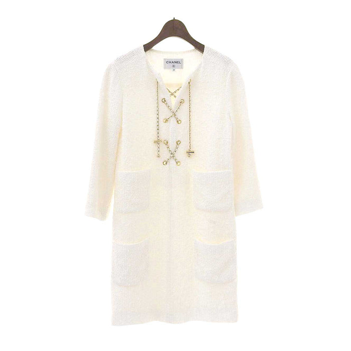 CHANEL
Logo COCO CC Cotton Lining Silk Tulle Braided
Coco Mark Tweed Lace-up Chain Dress
