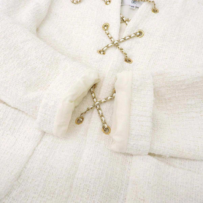 CHANEL
Logo COCO CC Cotton Lining Silk Tulle Braided
Coco Mark Tweed Lace-up Chain Dress