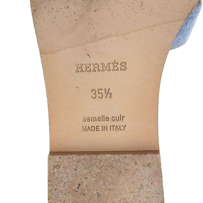 HERMES 
H アッシュ ロゴ ミュール 
オラン デニム サンダル