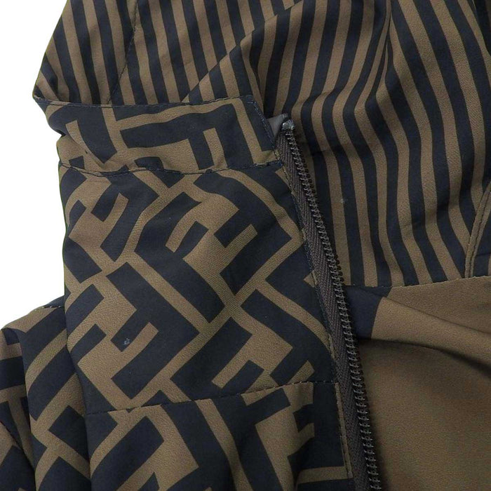 FENDI 
ロゴ 総柄 パーカー ストライプ 
リバーシブル フーデッド ジャケット