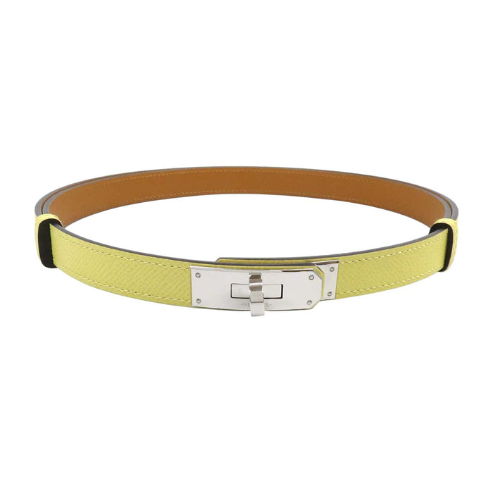 HERMES 
U刻印 2022年製 シルバーカラーメタル 
ケリー バックル レザー ベルト 18MM
