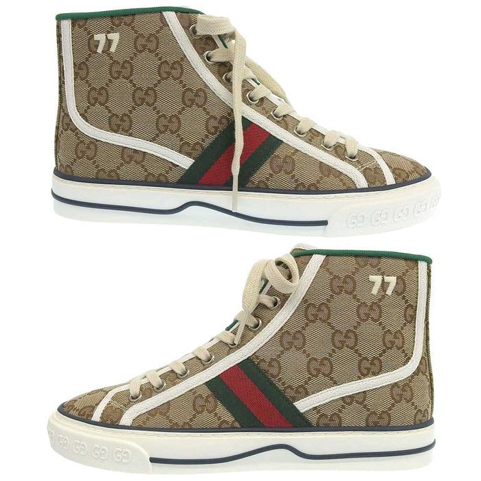 GUCCI 
GGキャンバス 77 エンブロイダリー レースアップ クロージャー 
テニス 1977 ハイトップ スニーカー