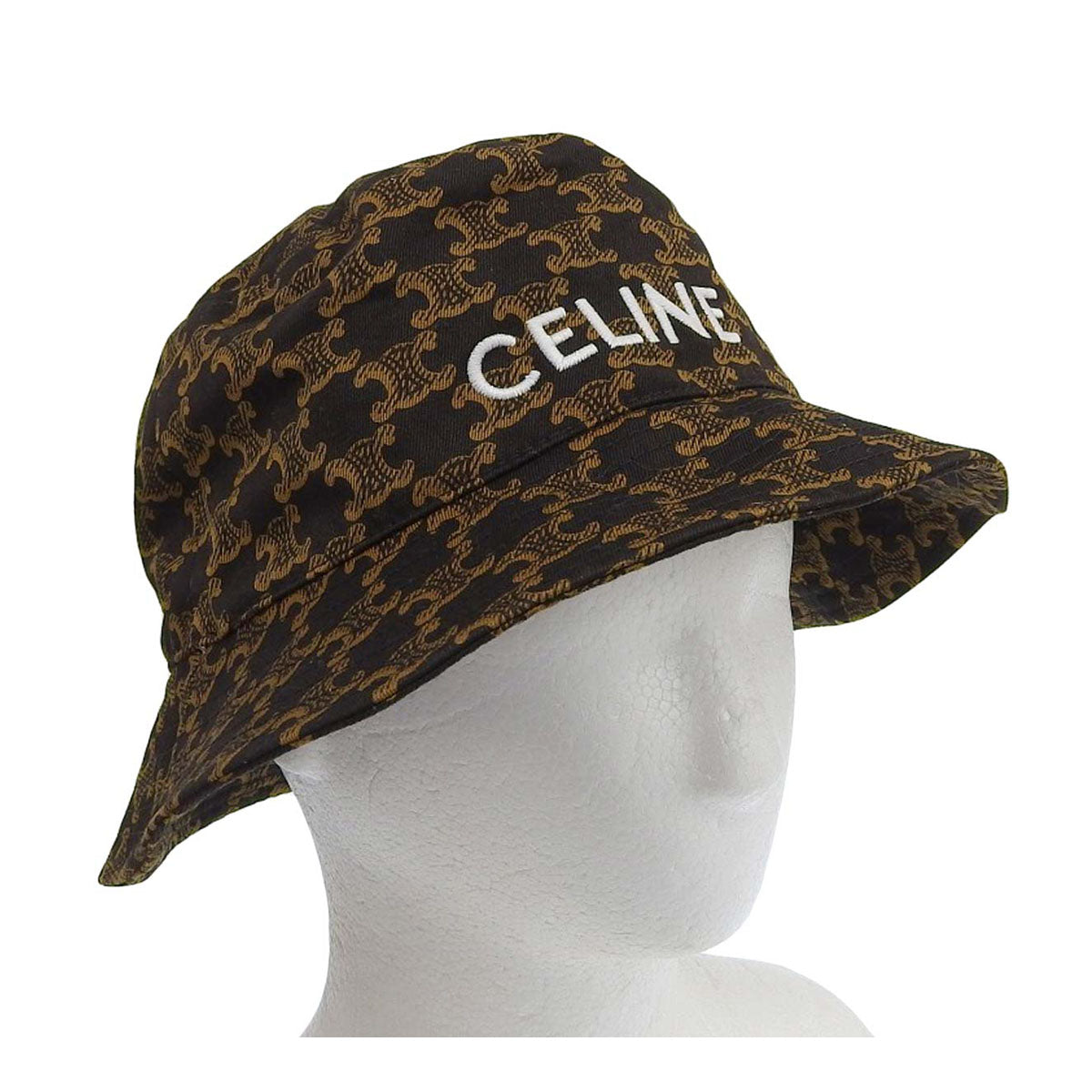 CELINE ロゴ コットン トリオンフ モノグラム バケットハット