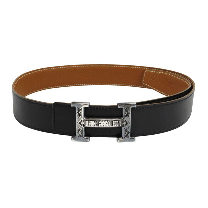 HERMES 
□F刻印 T・H刻印 Hベルト アッシュ ロゴ 32MM 
H トゥアレグ シルバー バックル リバーシブル ベルト