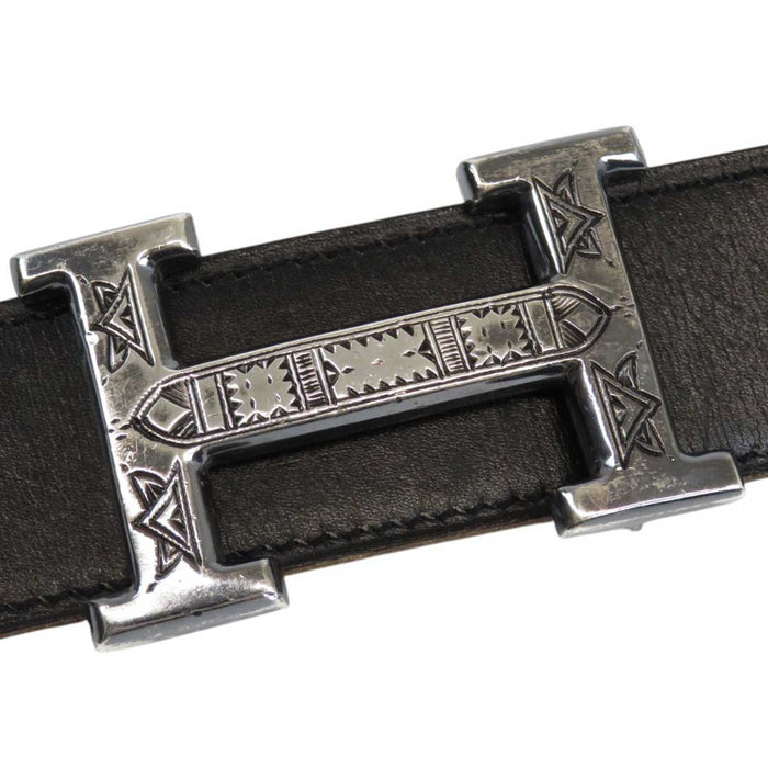 HERMES 
□F刻印 T・H刻印 Hベルト アッシュ ロゴ 32MM 
H トゥアレグ シルバー バックル リバーシブル ベルト