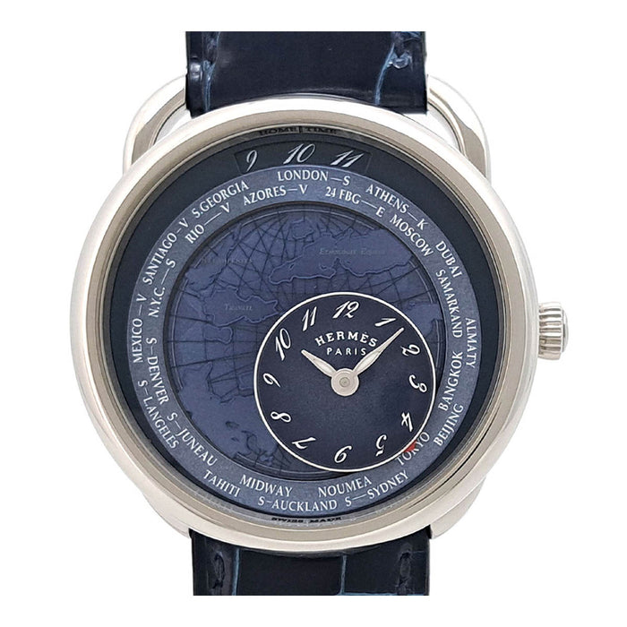 HERMES 
Arceau Le Temps Voyager Dual Time Zone 
With Box and Guarantee Card