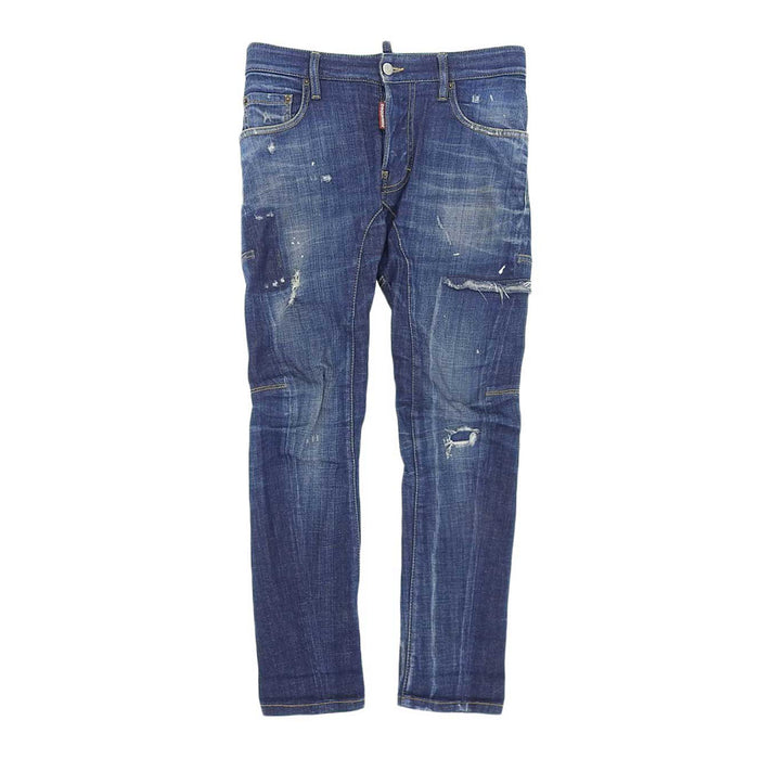 DSQUARED2 DSQUARED2 Damage Paint Logo Cotton Tidy Biker Jeans