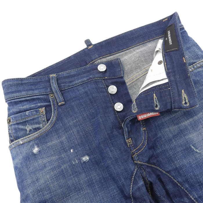 DSQUARED2 DSQUARED2 Damage Paint Logo Cotton Tidy Biker Jeans