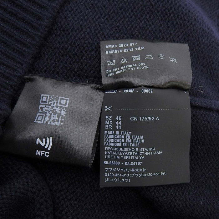 PRADA 
ロングスリーブ ラウンドネック 
ロゴ エンブロイダリー カシミア ニット