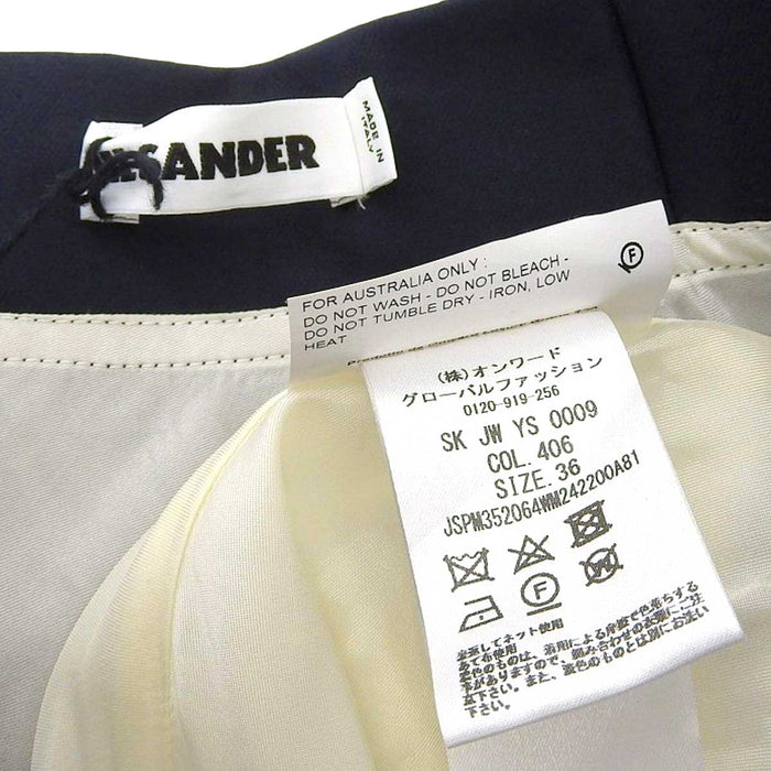 JIL SANDER 
FLETTA Classic Pleats Skirt Navy ロング 
アシンメトリー プリーツ スカート