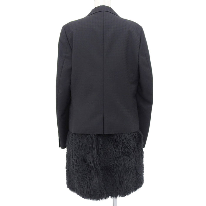 COMME des GARCONS 
Motivo pied de poule lana a contrasto 
Cappotto sartoriale con pelliccia sintetica a incastro 
HOMME PLUS オムプリュス