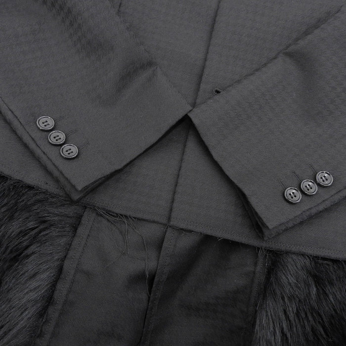COMME des GARCONS 
Motivo pied de poule lana a contrasto 
Cappotto sartoriale con pelliccia sintetica a incastro 
HOMME PLUS オムプリュス