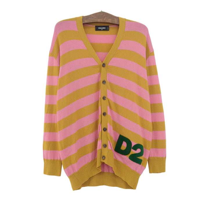 DSQUARED2 
Patch Wool 
Border Knit Long Cardigan
