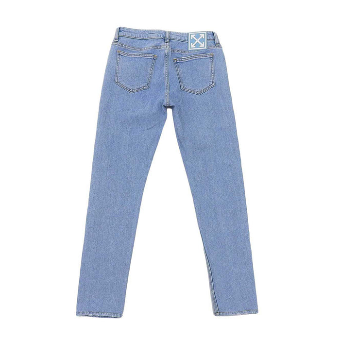 OFF-WHITE OFF-WHITE Logo Rubber Patch Distressed Cotton Denim Pants