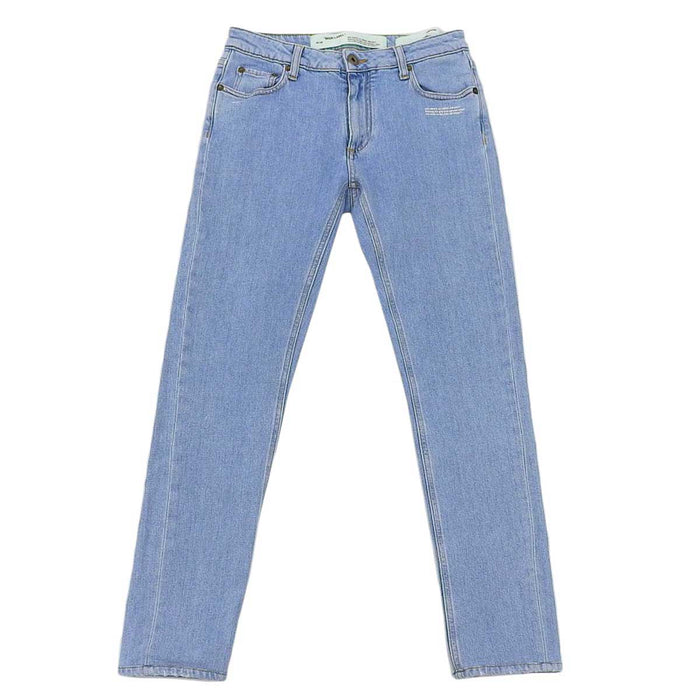 OFF-WHITE OFF-WHITE Logo Rubber Patch Distressed Cotton Denim Pants