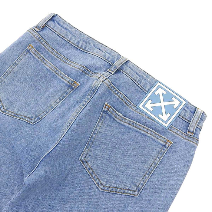 OFF-WHITE OFF-WHITE Logo Rubber Patch Distressed Cotton Denim Pants