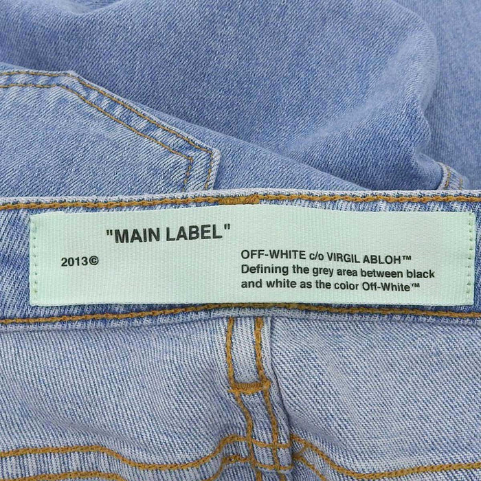 OFF-WHITE OFF-WHITE Logo Rubber Patch Distressed Cotton Denim Pants