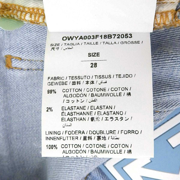 OFF-WHITE OFF-WHITE Logo Rubber Patch Distressed Cotton Denim Pants