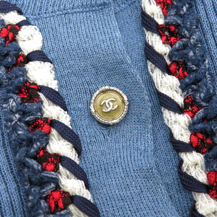 CHANEL 
COCO ココボタン ツイード リネン混 レーヨン混 
ココマーク ヘンリーネック リブ ニット