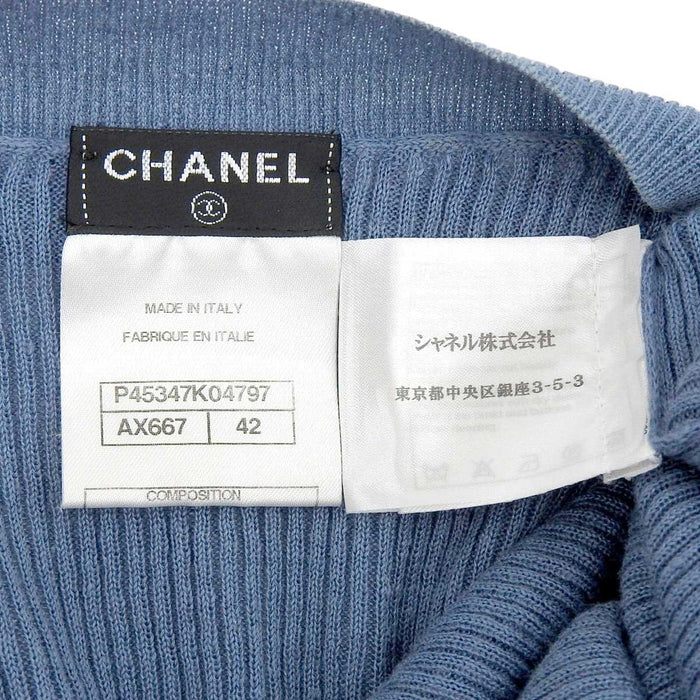 CHANEL 
COCO ココボタン ツイード リネン混 レーヨン混 
ココマーク ヘンリーネック リブ ニット