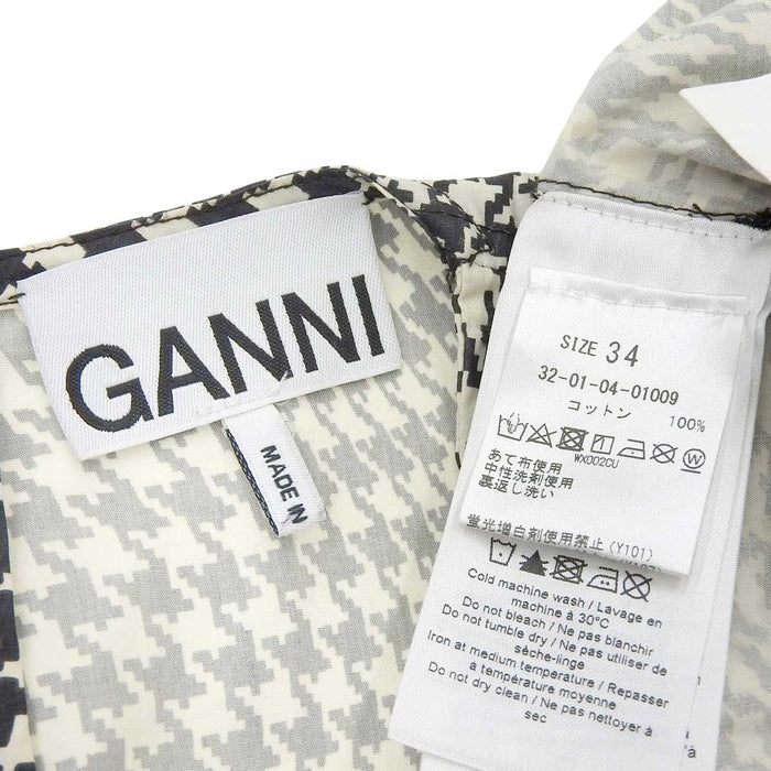 Bijou Button Houndstooth Pattern Cotton 
Ganni Blouse