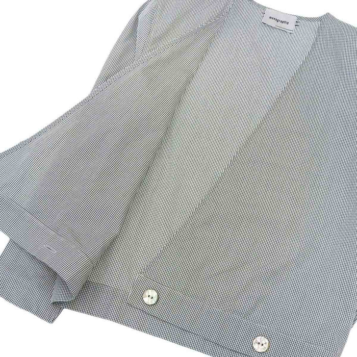 Monografia Camicia a maniche lunghe in cotone con motivo a quadri senza colletto a portafoglio